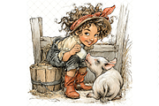 Girl And Piglet Clipart JPG, a Person Illustration by Memories By Lea (Thumbnail 10 of 19)