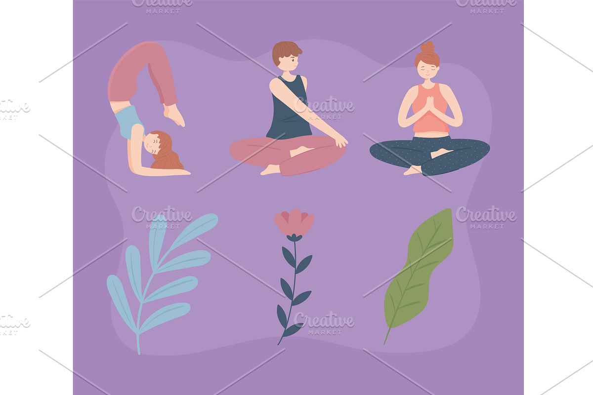 people making yoga, a Person Illustration by studiogstock