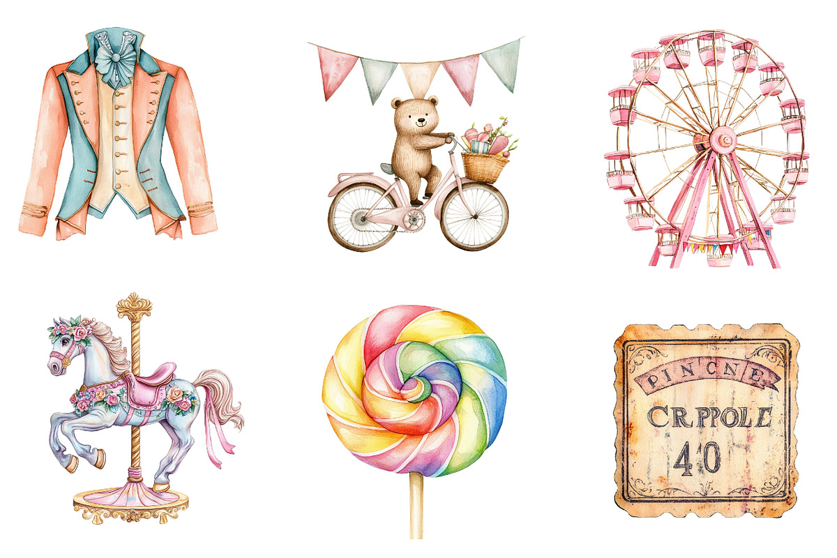 Pastel Summer Circus Clipart, an Illustration by CreationArt (Photo 4 of 5)
