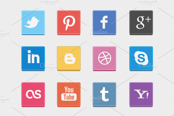 12 Box Social Icons