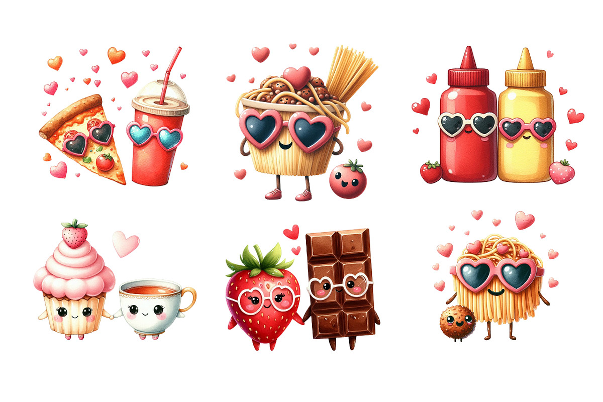 Valentine Food Pairs Clipart, an Illustration by Designworld (Photo 2 of 5)