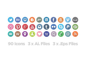 [-30%]Long Shadow Social Icon Set