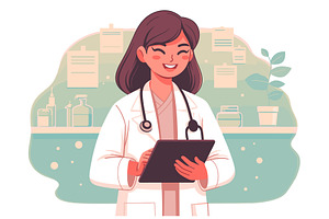 cartoon minimalistic smiling doctor, a Healthcare Illustration by LadadikArt