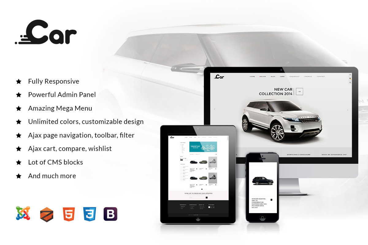 ZT Car Responsive Joomla Template, a Websites & App Template by zootemplate