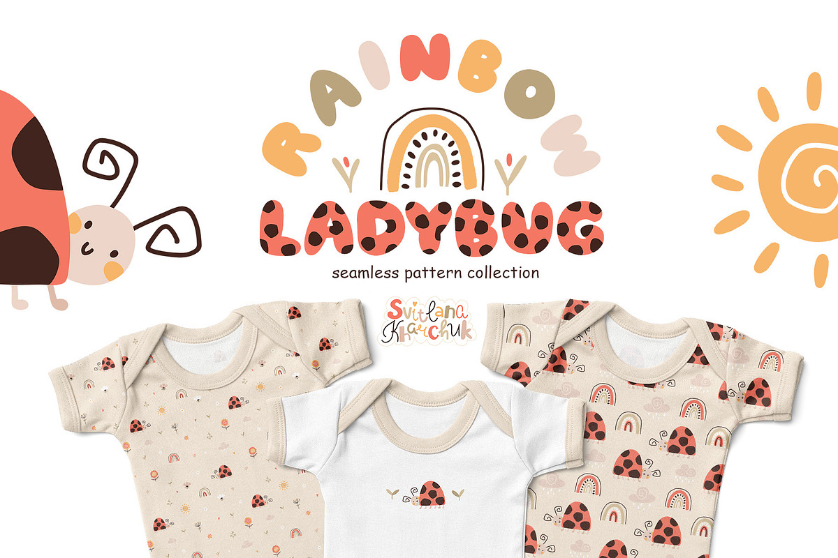 Rainbow ladybug patterns collection, a Pattern Graphic by Svitlana Kharchuk (Photo 1 of 11)