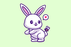 Cute Rabbit Playing With Bee Cartoon, an Animal Illustration by Catalyst Labs
