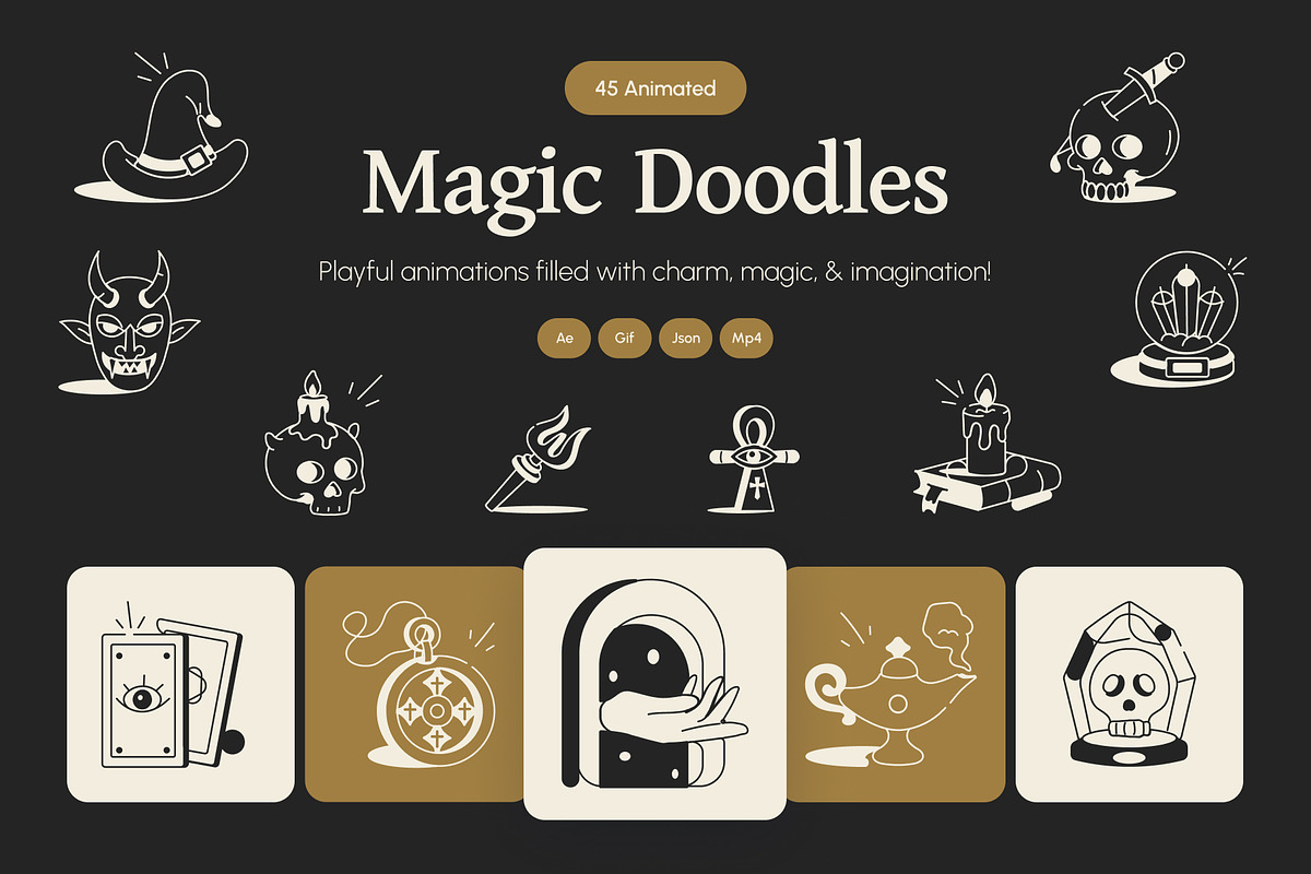 Animated Magic Doodle Set, an Outline Icon by Vectors Market (Photo 1 of 4)