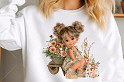 Whimsical Floral Girl PNG Clipart, a Seasonal Illustration by Canvas Craft (Thumbnail 5 of 10)