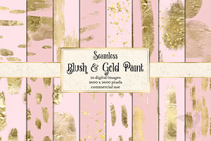 Blush & Gold Paint Digital Paper