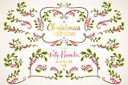 Holly Branches big Set, a Decorative Illustration by Dreaming_Lucy (Thumbnail 1 of 3)