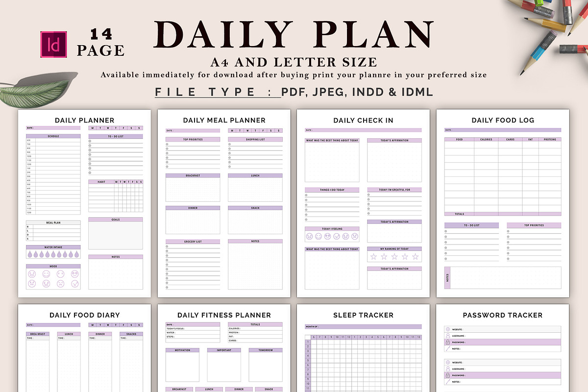 Digital Daily Planner Bundle, a Stationery Template by DesignByStore (Photo 1 of 3)
