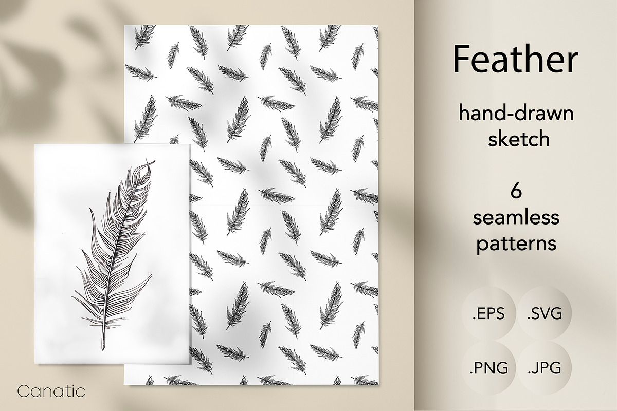 Feather. Sketch and patterns, an Illustration by Canatic (Photo 1 of 7)