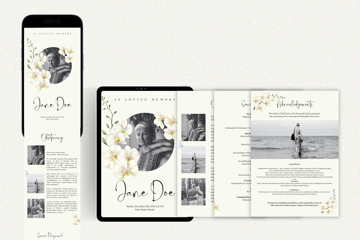 Funeral Program Template Set I Canva, an Invitation Template by The Social Stuff (Photo 6 of 10)
