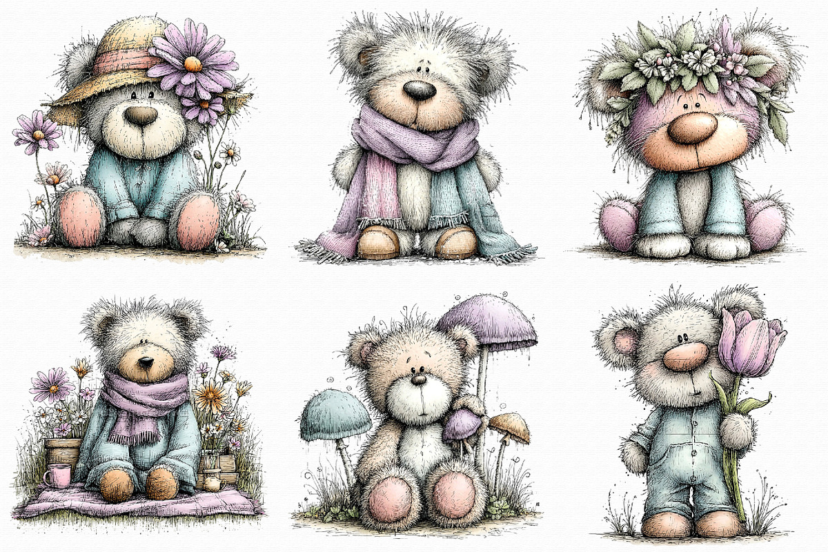 Whimsical Spring Teddy Bear Clipart, an Illustration by Libby Wishes (Photo 5 of 8)