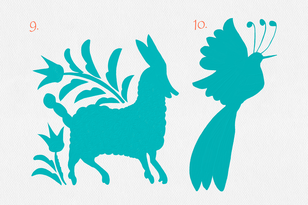 Turquoise Otomi Clipart Collection, an Animal Illustration by Minky Moo Creations (Photo 7 of 10)