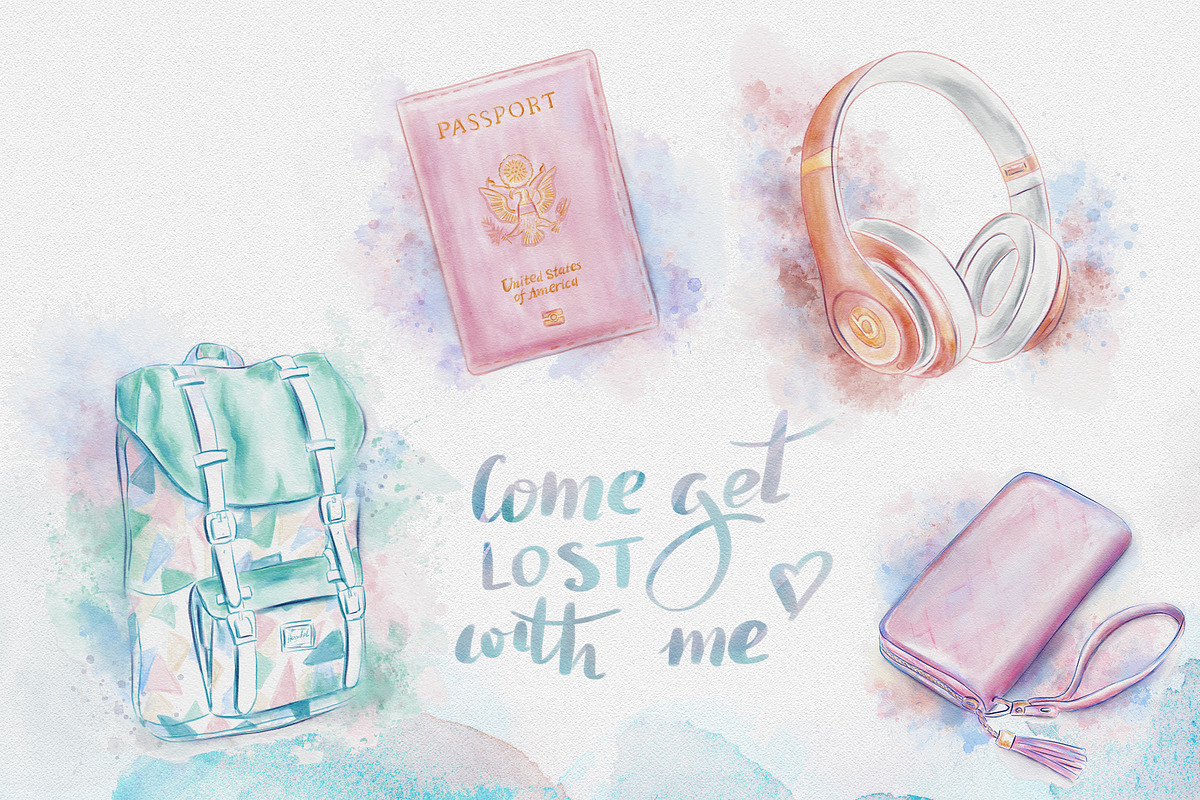 Digital nomad girl, watercolor set, a Technology Illustration by Kate Snitser (Photo 4 of 6)