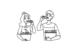 meat eating chicken wings vector, a Person Illustration by pikepicture