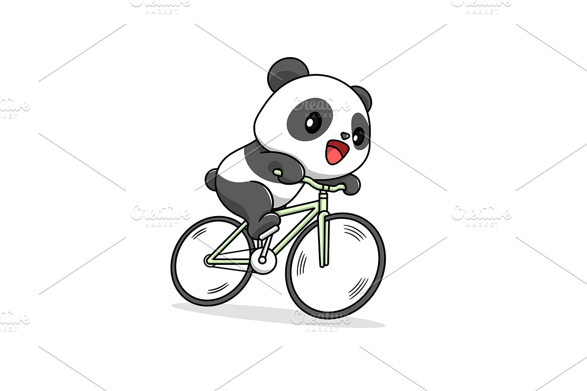 cute panda riding a bicycle, an Animal Illustration by garistipis (Photo 2 of 4)