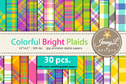 Colorful Bright Plaids Digital Paper, a Background Graphic by JennyL Designs (Thumbnail 1 of 7)