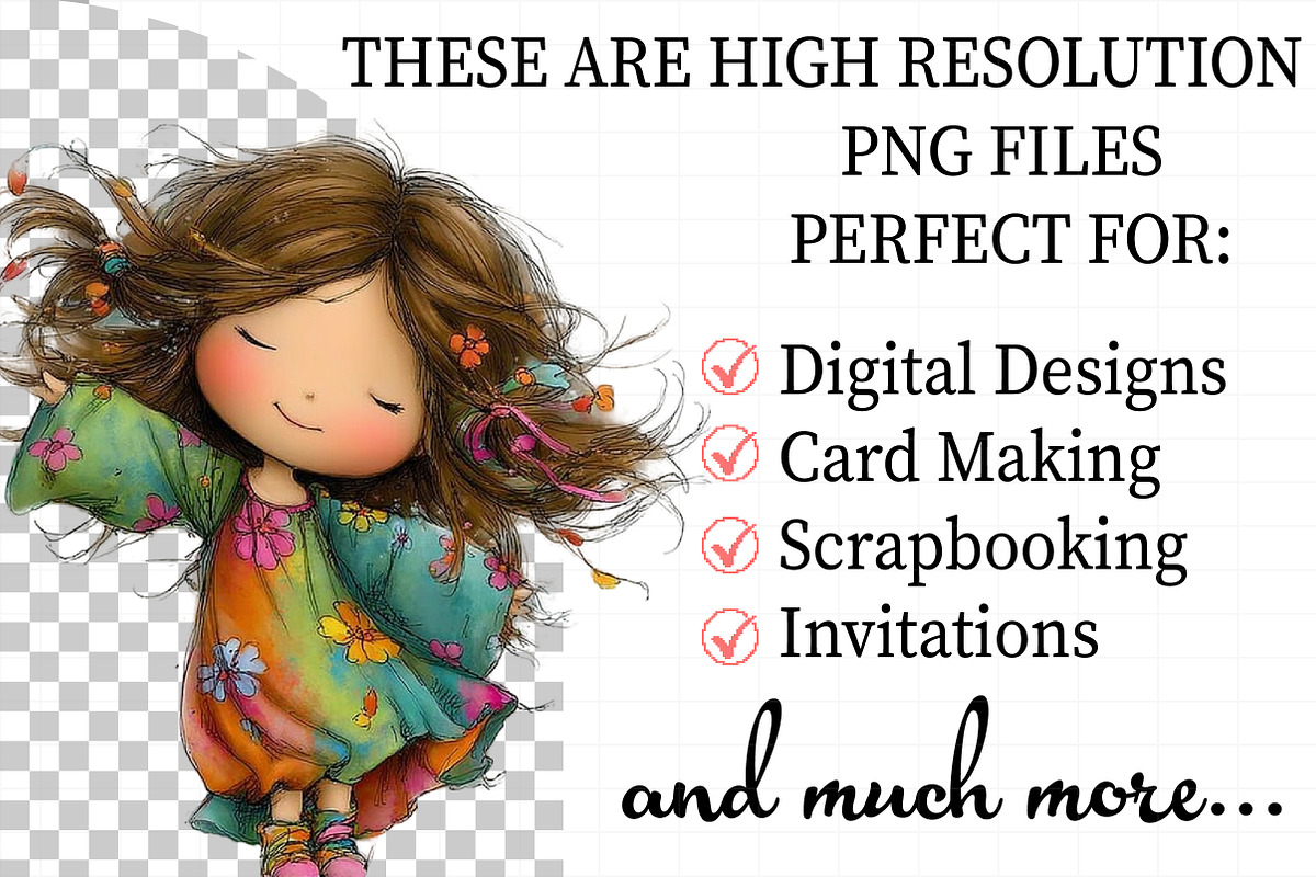 Quirky Cute Little Girl Clipart, an Illustration by Daily.Designs (Photo 2 of 7)