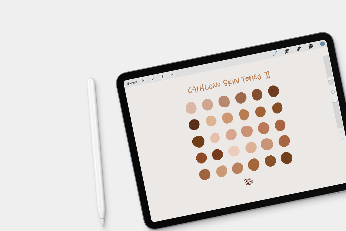 Procreate Color Palette-Skin Tones 2, a Brush Add-On by cathconofolio