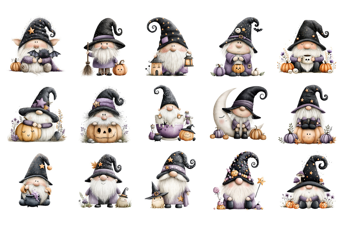 Halloween Gnome PNG Clipart Bundle, a Seasonal Illustration by Nicolle's Colorful Art (Photo 5 of 5)