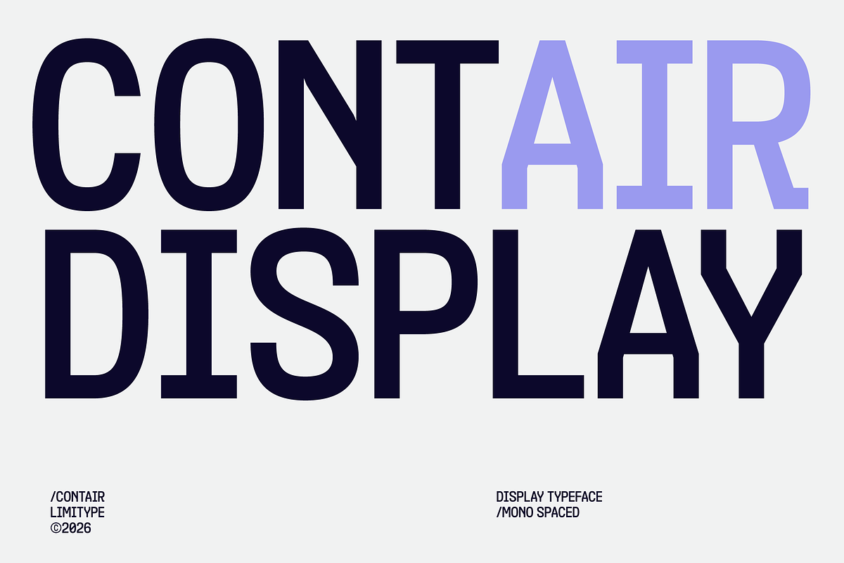 Contair - Monospaced Font, a Sans Serif Font by limitype (Photo 1 of 12)