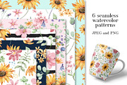 Digital paper, sunflower patterns, a Pattern Graphic by Larisa Maslova (Thumbnail 1 of 4)