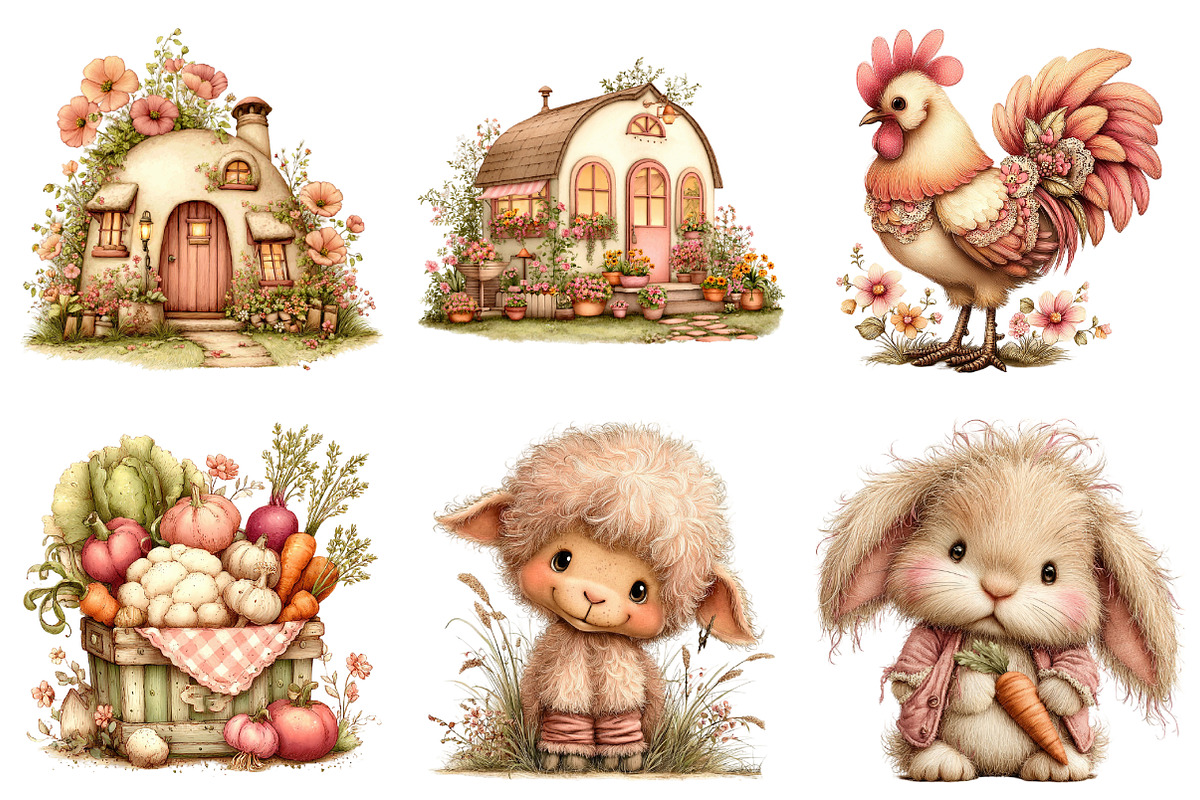 Watercolor Farm Clipart Bundle, a Seasonal Illustration by Daily.Designs (Photo 2 of 5)