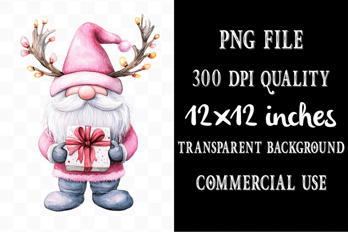Christmas Gnome Sublimation Clipart, an Illustration by Designking (Photo 4 of 4)