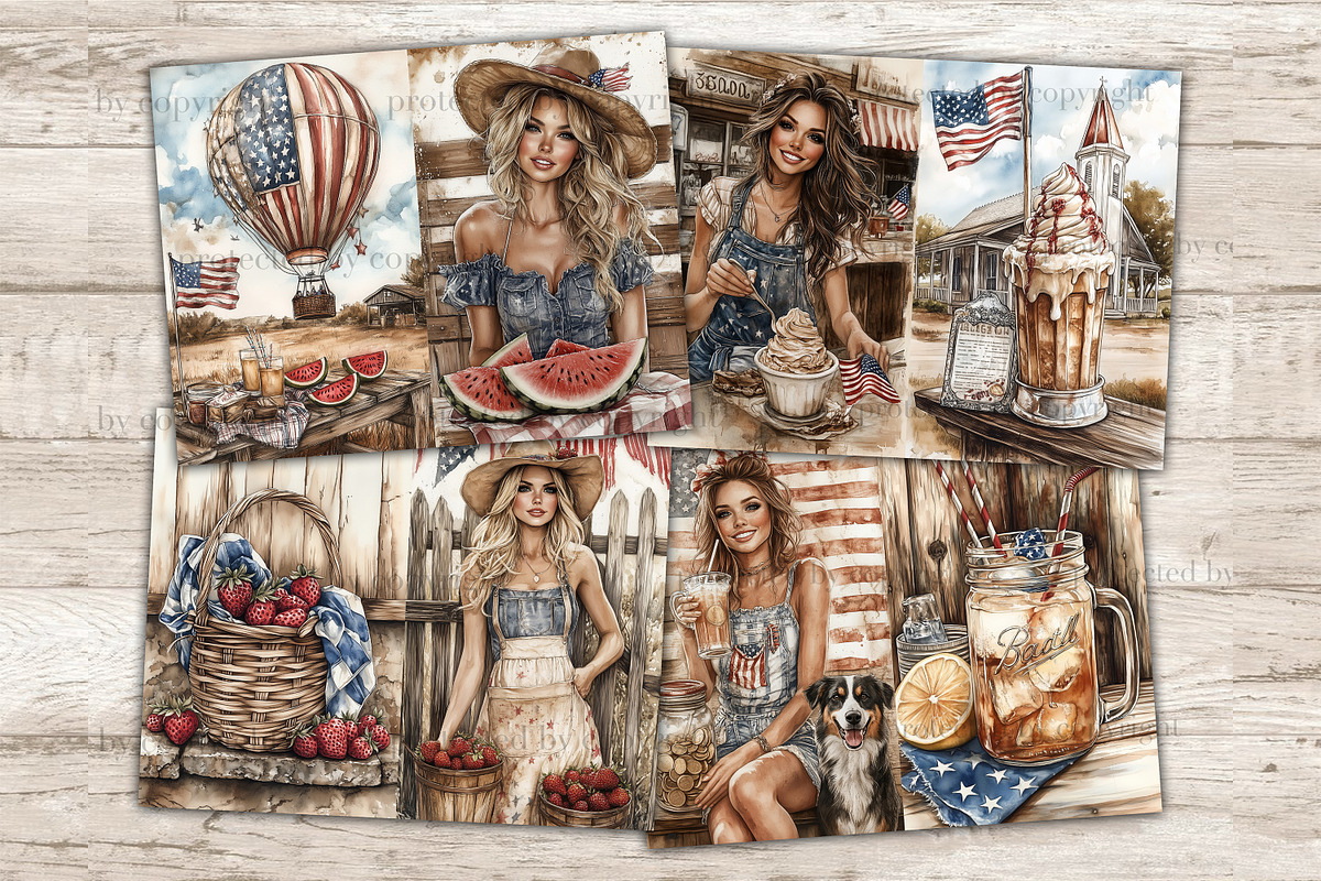4th of July Junk Journal Pages, a Person Illustration by GlamArtZhanna (Photo 6 of 10)