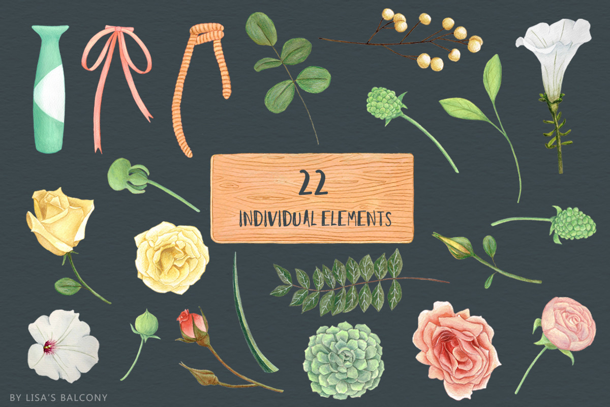 Wedding Graphics Morning Flowers Kit, a Decorative Illustration by Lisa's Balcony (Photo 3 of 13)