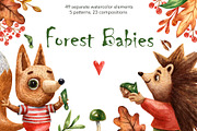Forest Babies - Watercolor Set, an Animal Illustration by Mashamashastu (Thumbnail 1 of 10)