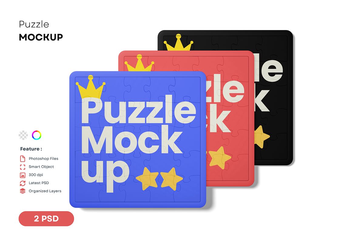 Kids Puzzle Mockup set, a Merchandise Mockup by DSNA Mockup (Photo 1 of 3)