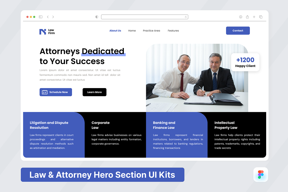 Lawscape - Law Firm Hero Header, an UI Kit Template by SquidPixey (Photo 1 of 3)