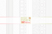 White Damask Stripes Wedding Papers, a Pattern Graphic by Posh Papers & Patterns (Thumbnail 1 of 7)