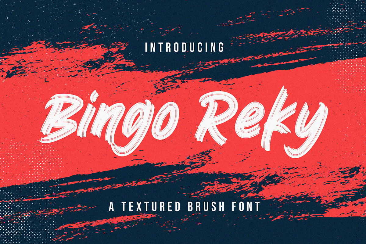 Bingo Reky - Textured Brush Font, a Script Font by StringLabs (Photo 1 of 12)