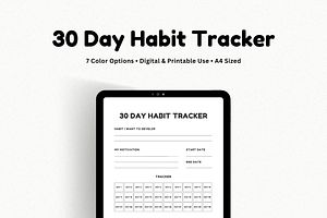 30-Day Habit Tacker Printable PDF