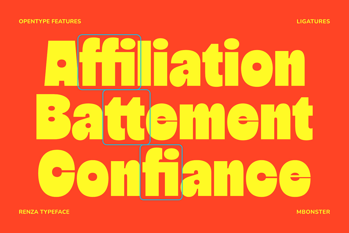Renza - Bold Heavy Display Font, a Sans Serif Font by Mbonster Design Studio (Photo 11 of 15)