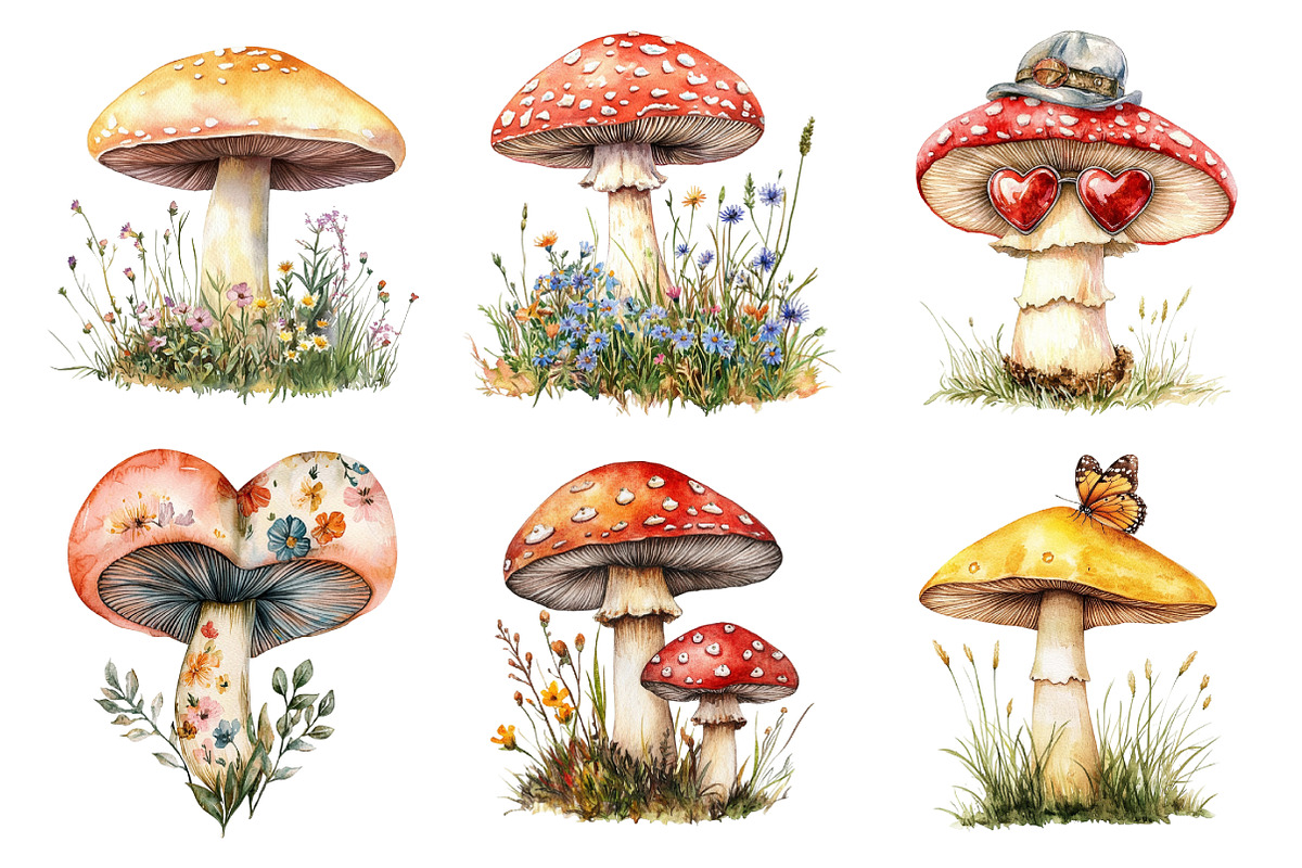 Cottagecore Retro Mushroom Clipart, an Illustration by Daily.Designs (Photo 3 of 5)