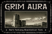 Grim Aura Dark Fantasy Blackletter, a Font by PutraCetol Studio (Thumbnail 1 of 5)
