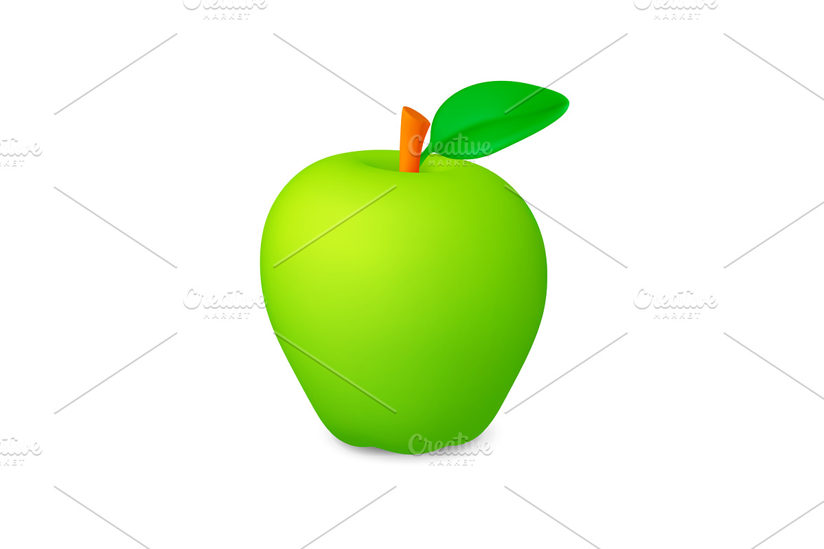 Render green apple 3d icon. Isolated, a Food Illustration by Valerie Bodnar