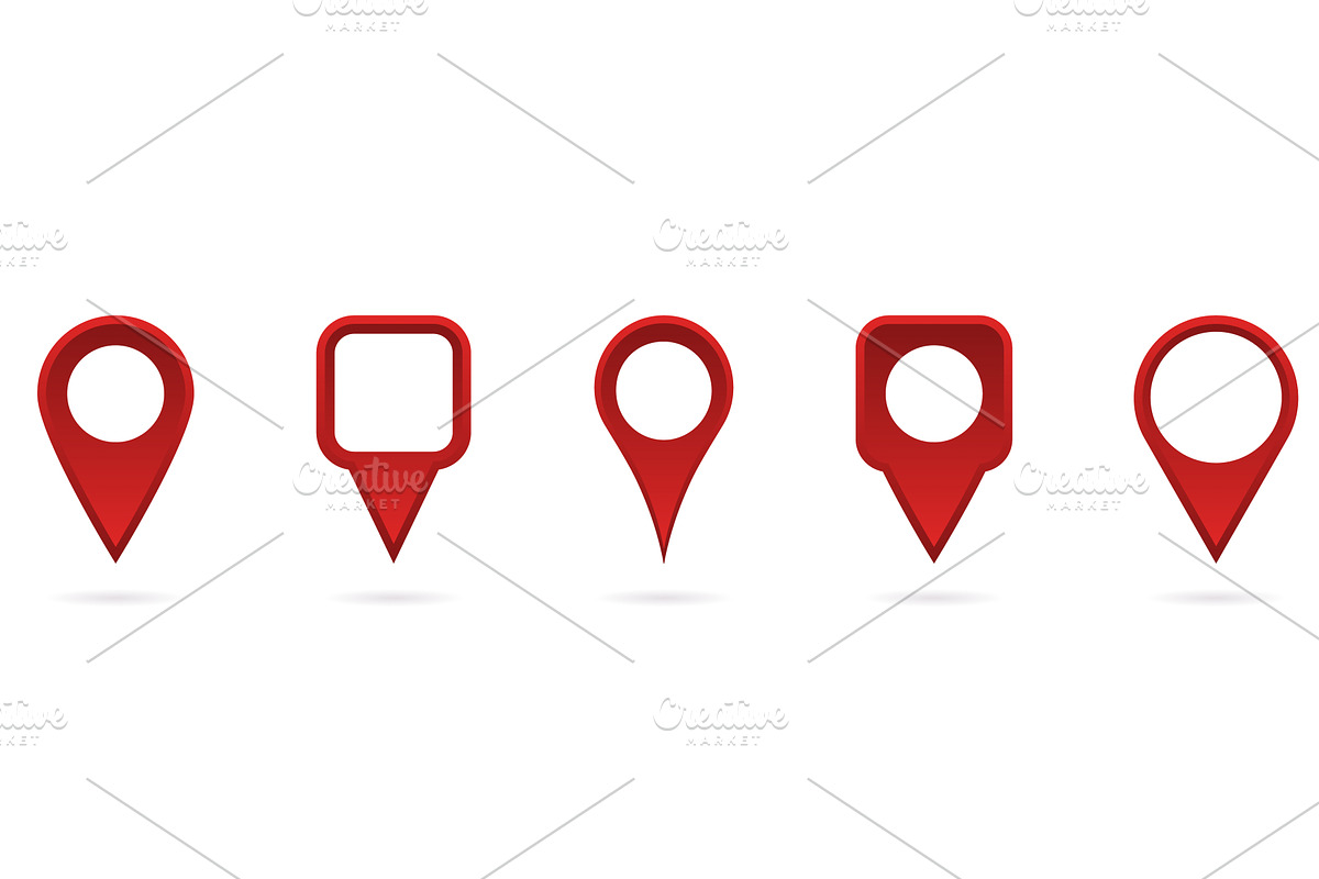Red Location Pointer Set, an Object Illustration by Vector Creator