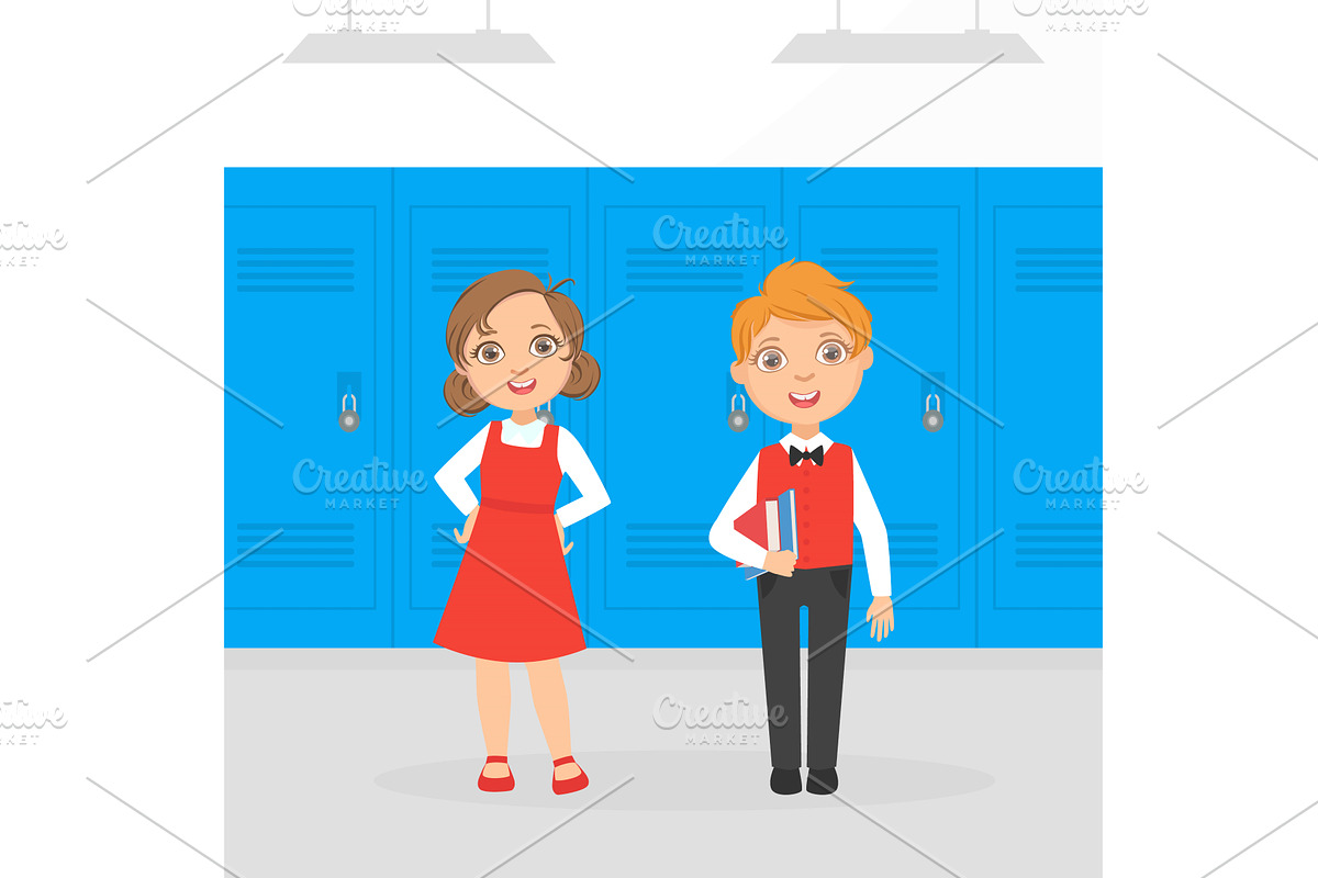 Cute Boy and Girl Elementary School, an Education Illustration by TopVectors