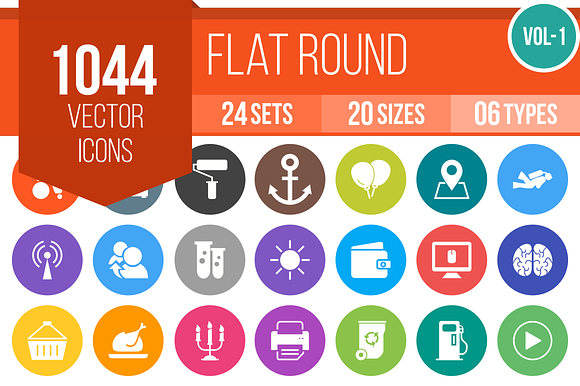 1000 Flat Round Icons (V1)
