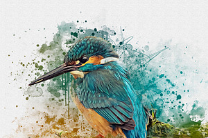 Watercolor Bird Painting Effect