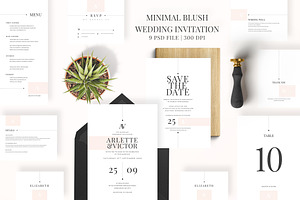 Minimal Blush Wedding Invitation