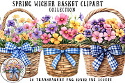 Spring Wicker Basket Clipart, an Illustration by OK Design (Thumbnail 1 of 6)