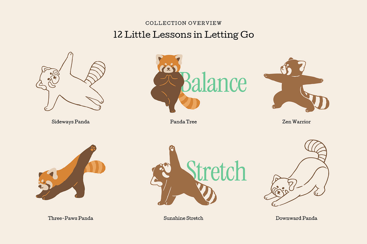 Red Panda Yoga Illustration Set, an Animal Illustration by dosome.my (Photo 4 of 10)