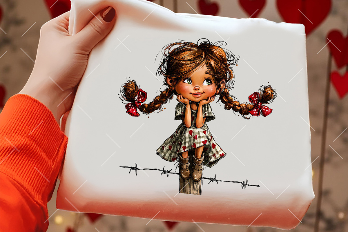 Whimsical Valentine Cow Girl Clipart, an Illustration by OK Design (Photo 5 of 6)